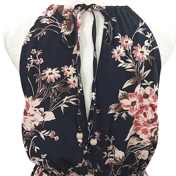 Lulus Feel The Music Midnight Blue Floral Print Maxi Dress Sz Medium - Picture 11 of 15